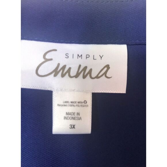 NWT Simply Emma Sheer Dark Blue Tunic Style Blouse with Roll Up Sleeves Size 3X - Picture 3 of 5